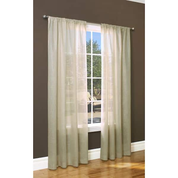 THERMASHEER Weathervane Linen Polyester Faux Linen 50 in. W x 72 in. L Rod Pocket Indoor Light Filtering Curtain (Single-Panel)