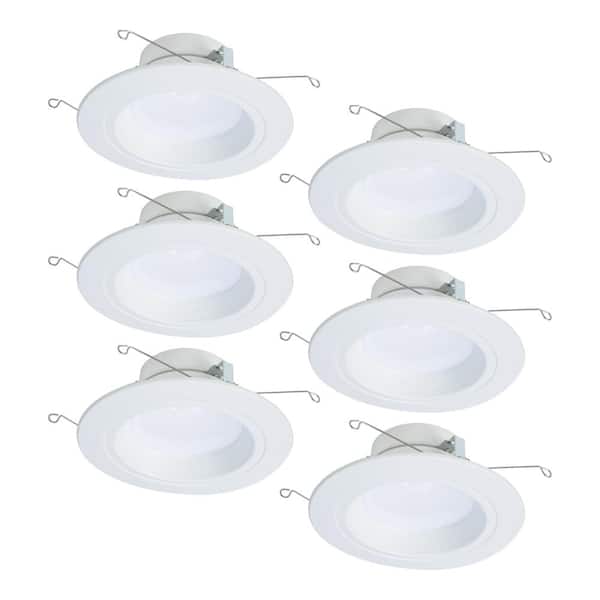 Halo RL in.  in. White Integrated LED Recessed Ceiling Light Trim  Selectable CCT, Extra Brightness 1221 Lumen 6-Pack RL5612CCT-6PK The Home  Depot