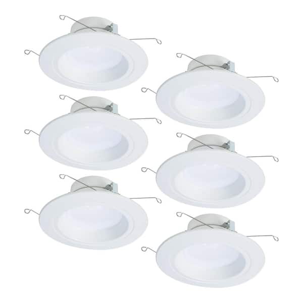 HALO RL 5 in. & 6 in. White Integrated LED Recessed Ceiling Light Trim Selectable CCT, Extra Brightness 1221 Lumen 6-Pack