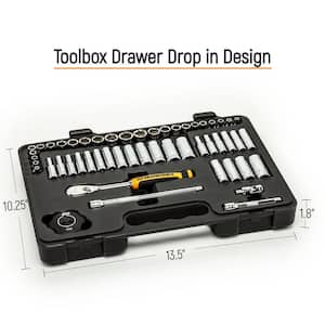 1/4 in. and 3/8 in. Drive 90-Tooth Standard and Deep SAE/MM Ratchet and Socket Set (110-Piece)