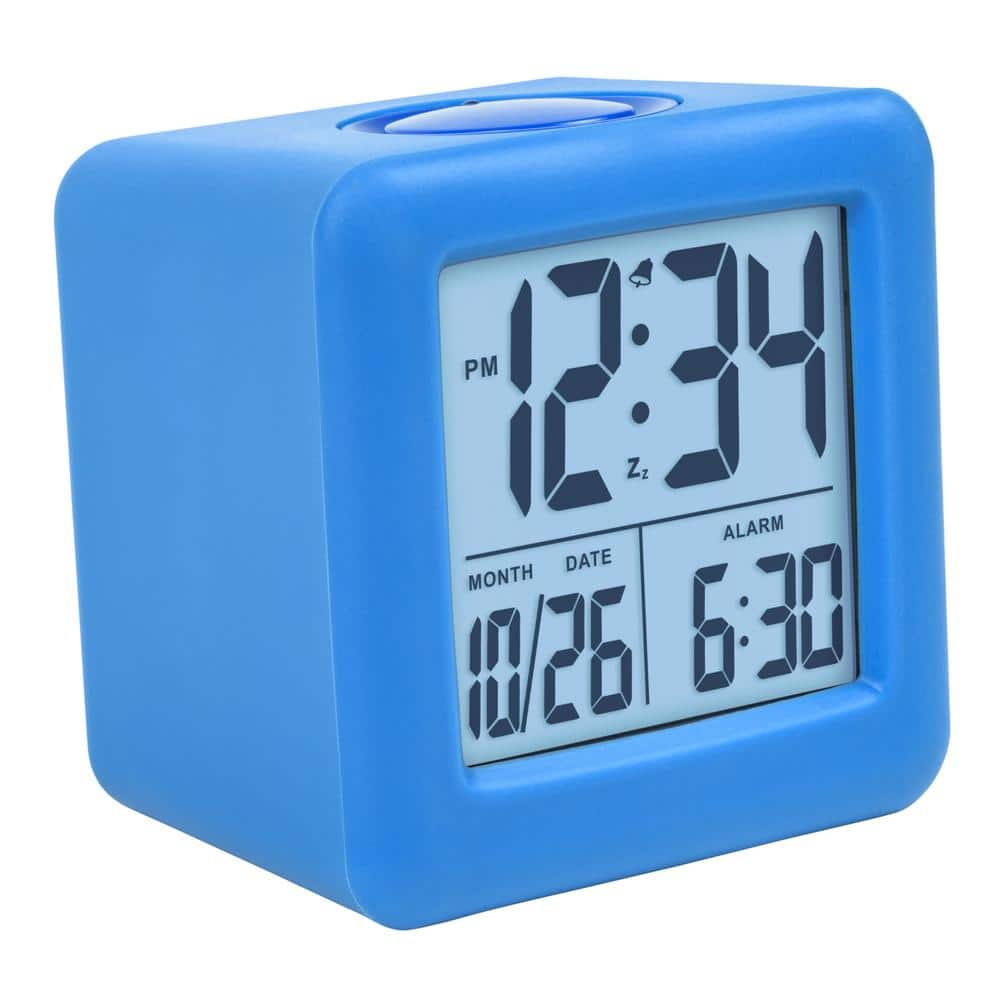 Blue Soft Cube LCD Alarm Clock with Smart Light