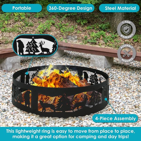 Sunnydaze 36 in. (91.4 cm) Forest Wilderness Steel Fire Pit
