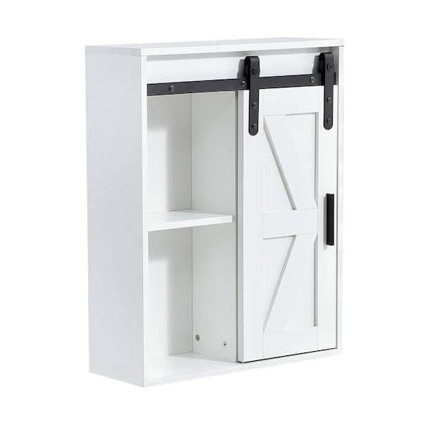 Unbranded 7.9 in. W x 21.7 in. D x 27.6 in. H Wall-Mounted Storage Cabinet in White with Adjustable Door