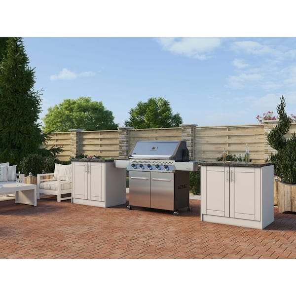 Sanibel Shoreline Gray 16 piece 73.25 in. x 34.5 in. x 25.5 in. Outdoor Kitchen Cabinet Island Set