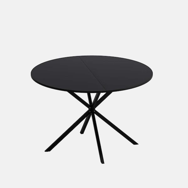 wetiny Black Wood 47.24 in. Cross Legs Dining Table Seats 2 with Two Piece Removable Top