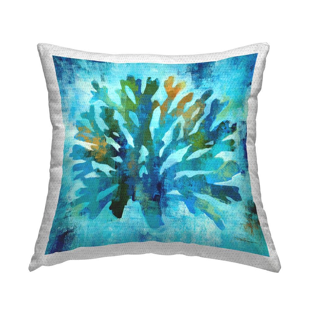 Rustic Blue Aquatic Coral Blue Square Outdoor Throw Pillow price history on PriceWatchPro