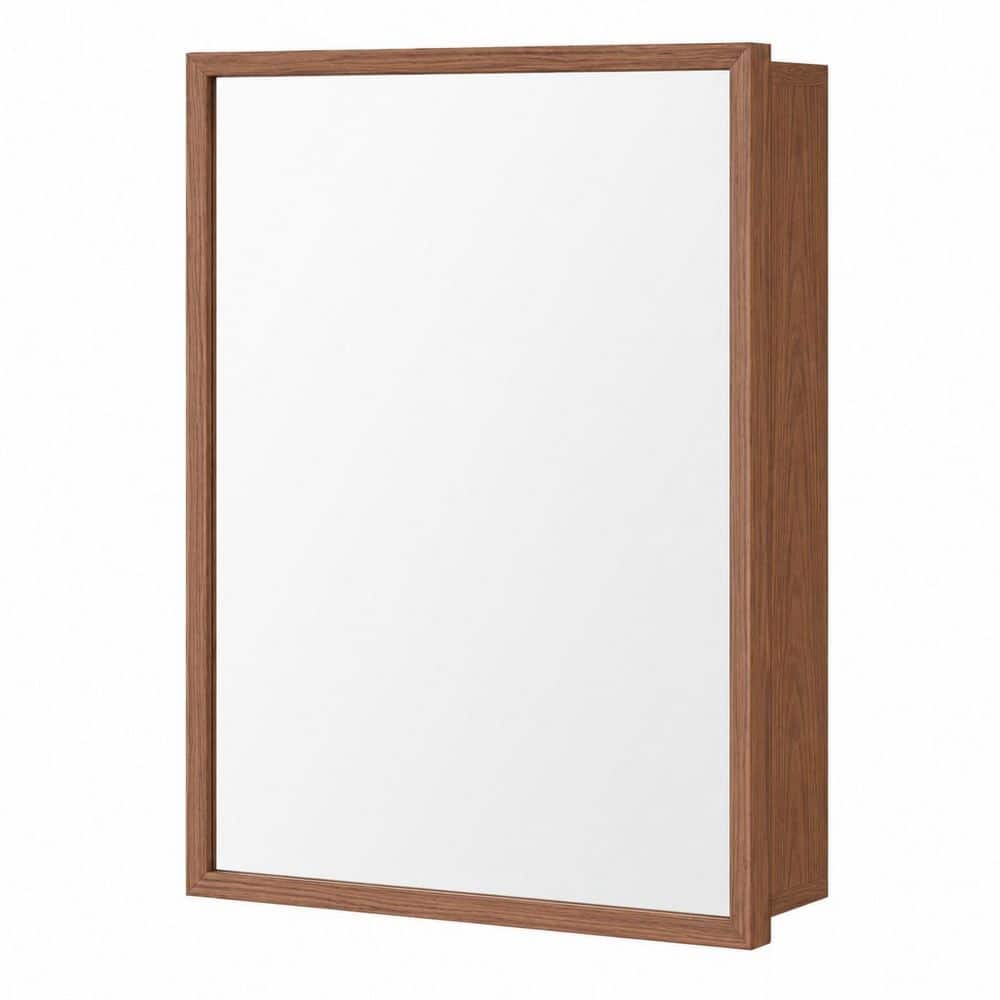 Reno 16 in. W x 24 in. H Rectangular Wood Medicine Cabinet with Mirror, Adjustable Shelves, Fully Assembled, Walnut price history on PriceWatchPro