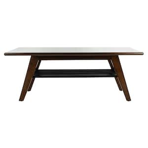 Seth 47 in. Dark Brown Wood Coffee Table with Shelf