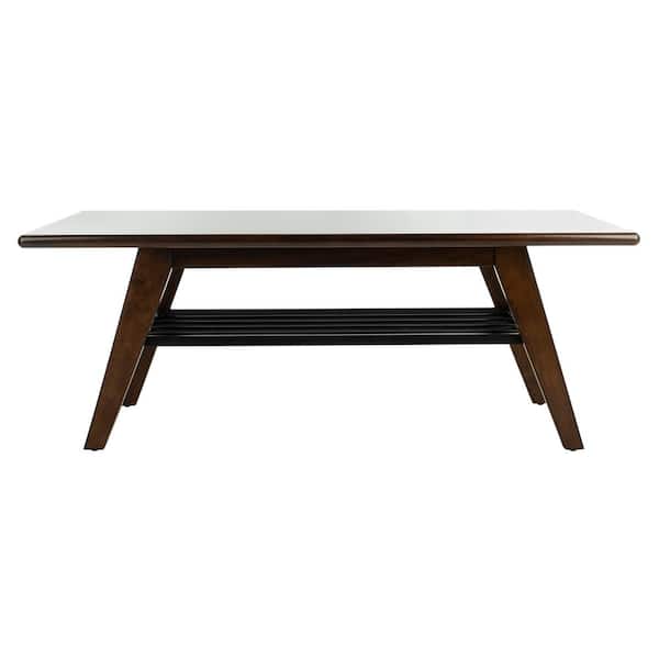 SAFAVIEH Seth 47 in. Dark Brown Wood Coffee Table with Shelf