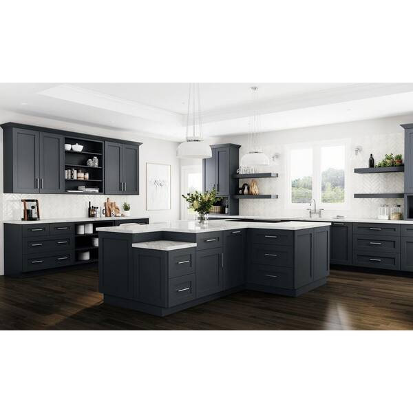 Home Decorators Collection Navarre Onyx Gray Painted Plywood Shaker Stock Assembled Base Kitchen Cabinet Drawer Doors 24 In X 34 5 B24 Ndo - Home Depot Home Decorators Cabinets