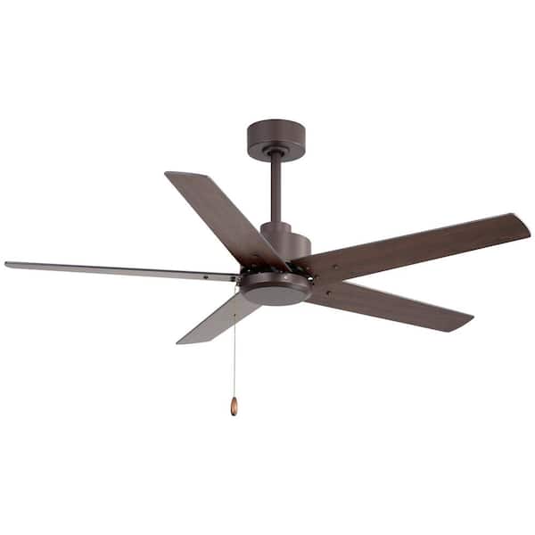 Sunil 52 in. Indoor 3-Speed Oil Rubbed Bronze Ceiling Fans with Pull Chain and Downrod No Light