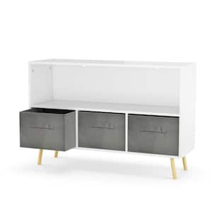 Boyel Living White 3-Drawer Storage Cabinet with Foldable Fabric Storage  Bins HYSN-63921WH - The Home Depot