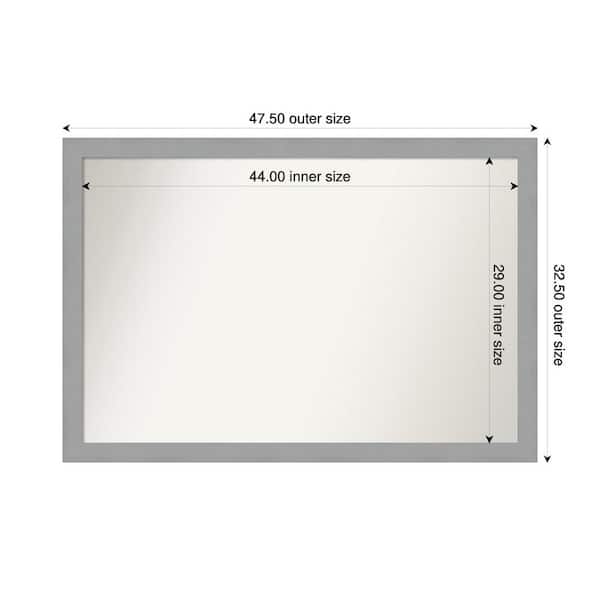Amanti Art Brushed Nickel 47.5 in. x 32.5 in. Custom Non-Beveled Recycled Polystyrene Framed Bathroom Vanity Wall Mirror