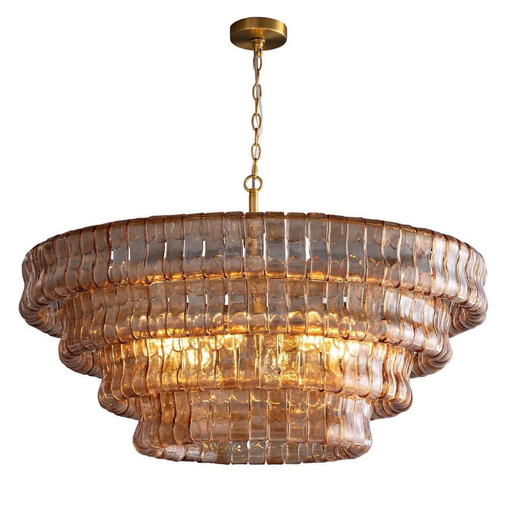 YUYI Modern Chandelier 36 in. 6-Lights Gold Crystal Drum