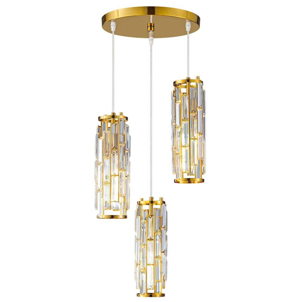 ZHLWIN Home Lighting ‎40-Watts 3-Light Gold Fixture Mini Crystal