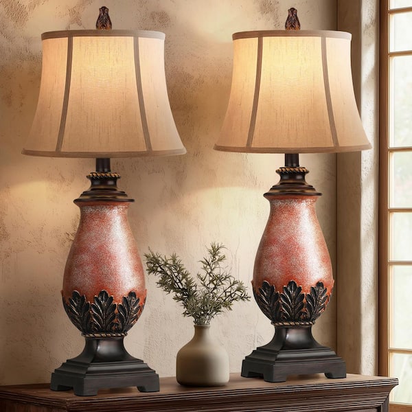 Set of 2 Farmhouse Rustic Table Lamps, 3-Color Temperature Dimmable for Bedroom and Living Room Western Decor