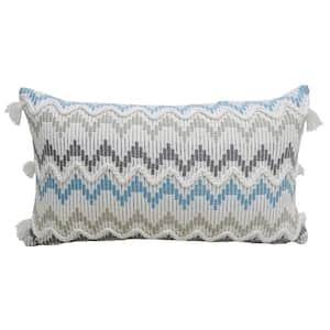 14 in. x 20 in. Chevron Throw Pillow for Sofa with Braid and Tasssels (Multi Colors)