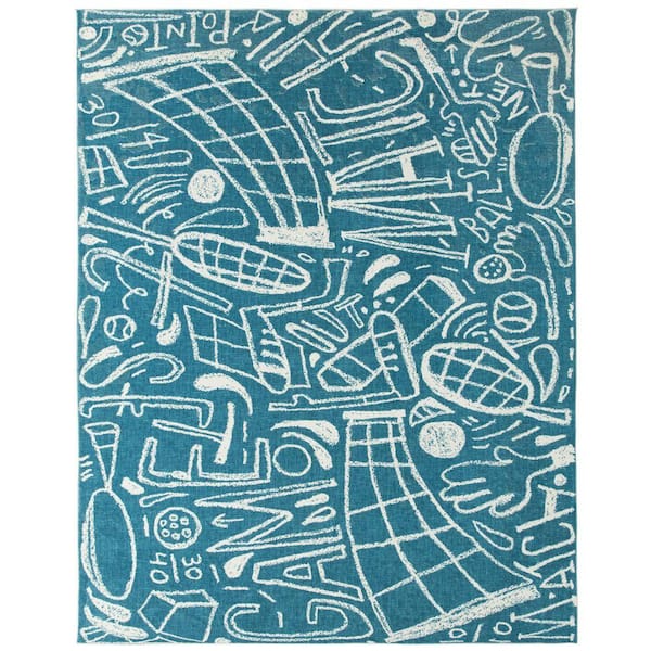 Sportsglyphs Ivory 5 ft. x 7 ft. Area Rug