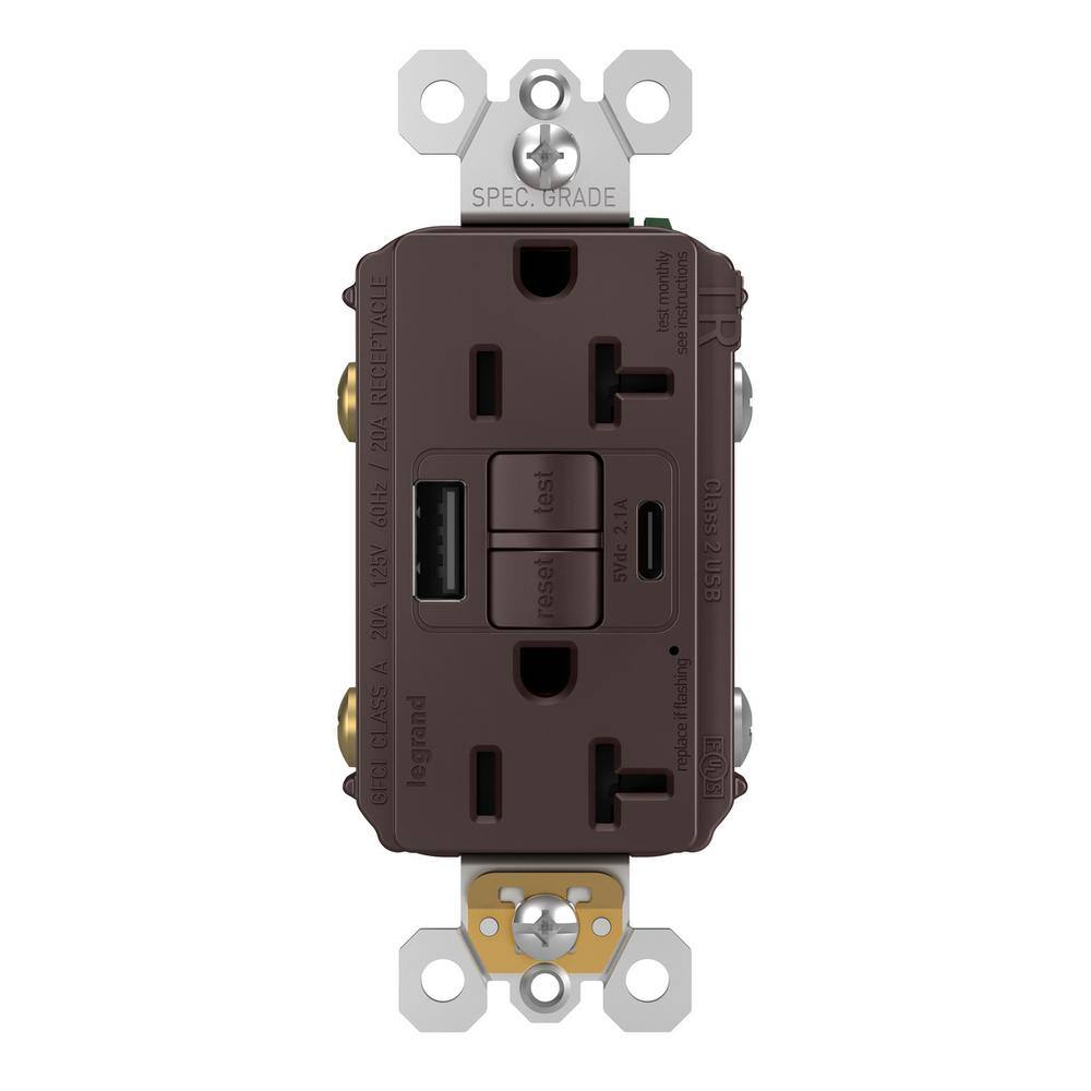 radiant 20 Amp 125-Volt Tamper Resistant Self-Test GFCI Duplex Outlet with Type A/C USB, Dark Bronze price history on PriceWatchPro