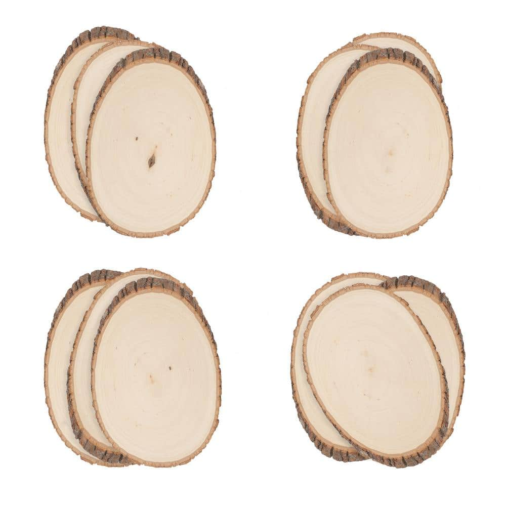 Walnut Hollow 1 in. x 8 in. x 8 in. Basswood Medium Round Live Edge Project Panel (12-pack)