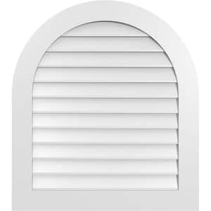 32 in. x 36 in. Round Top White PVC Paintable Gable Louver Vent Non-Functional