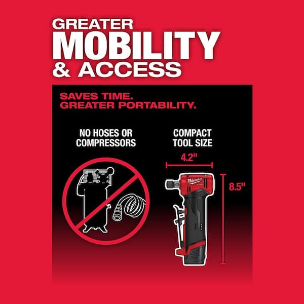 Milwaukee - M12 FUEL 12V Lithium-Ion Brushless Cordless 1/4 in. Right Angle Die Grinder w/CP High Output 2.5 Ah Battery Pack