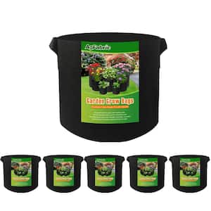 9.8 in. Dia x 8.6 in. H 3 Gal. Black Garden Grow Bags for Plants, Potato, Tomato, Vegetable and Fruit (5-Pack)