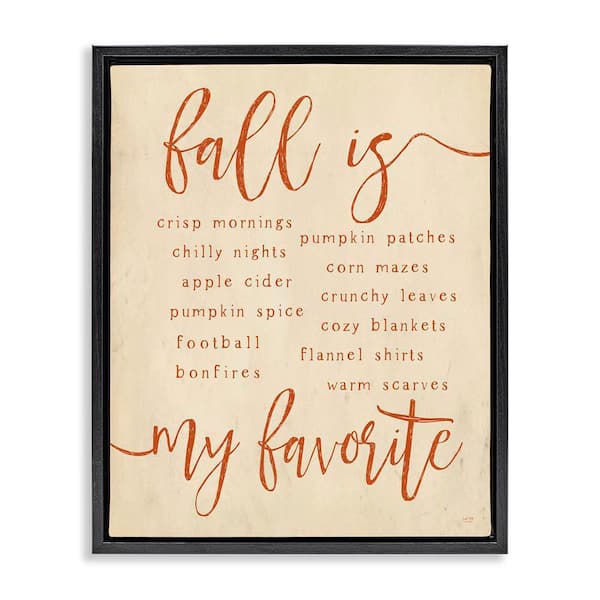 Stupell Industries Favorite Fall Activities by Lux plus Me Designs Black Floater Frame Graphic Typography Art Print 21 in. x 17 in.