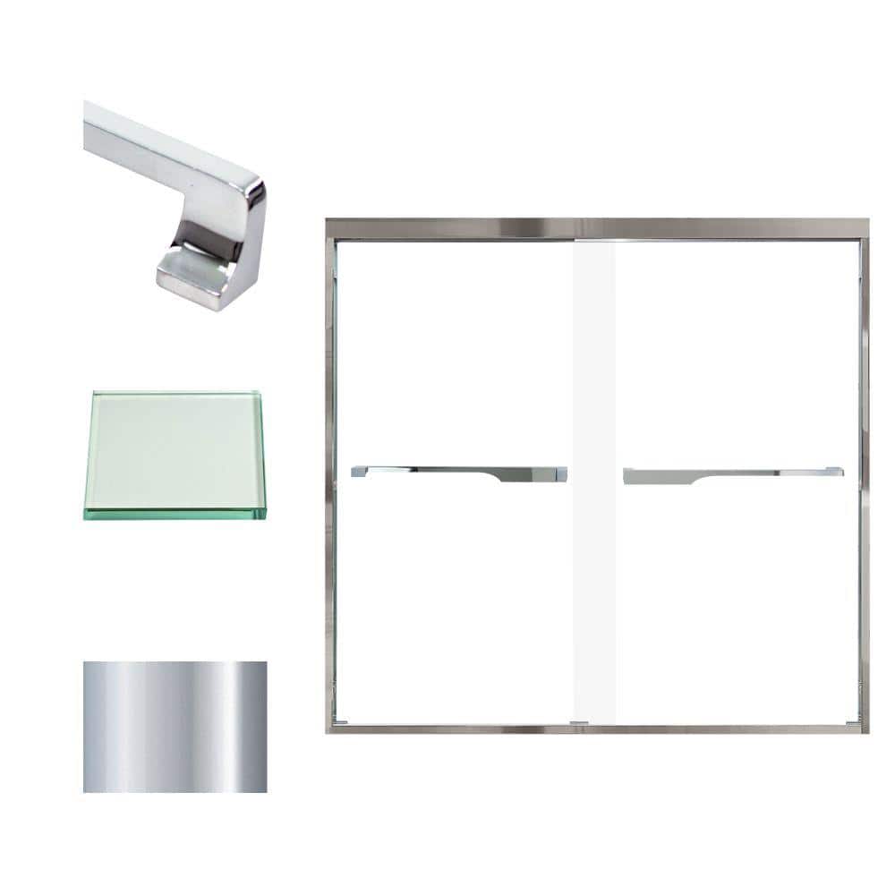 Frederick 59 in. W x 58 in. H Sliding Semi-Frameless Shower Door in Polished Chrome with Clear Glass price history on PriceWatchPro