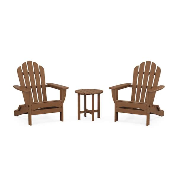 Trex Outdoor Furniture Monterey Bay 3-Piece Plastic Patio Conversation Set in Tree House Folding Adirondack
