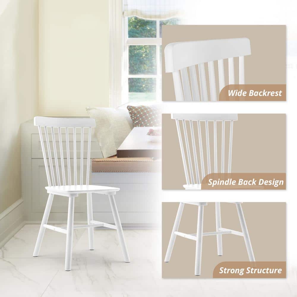 White High Back Windsor Wood Side Chairs, Set of 2