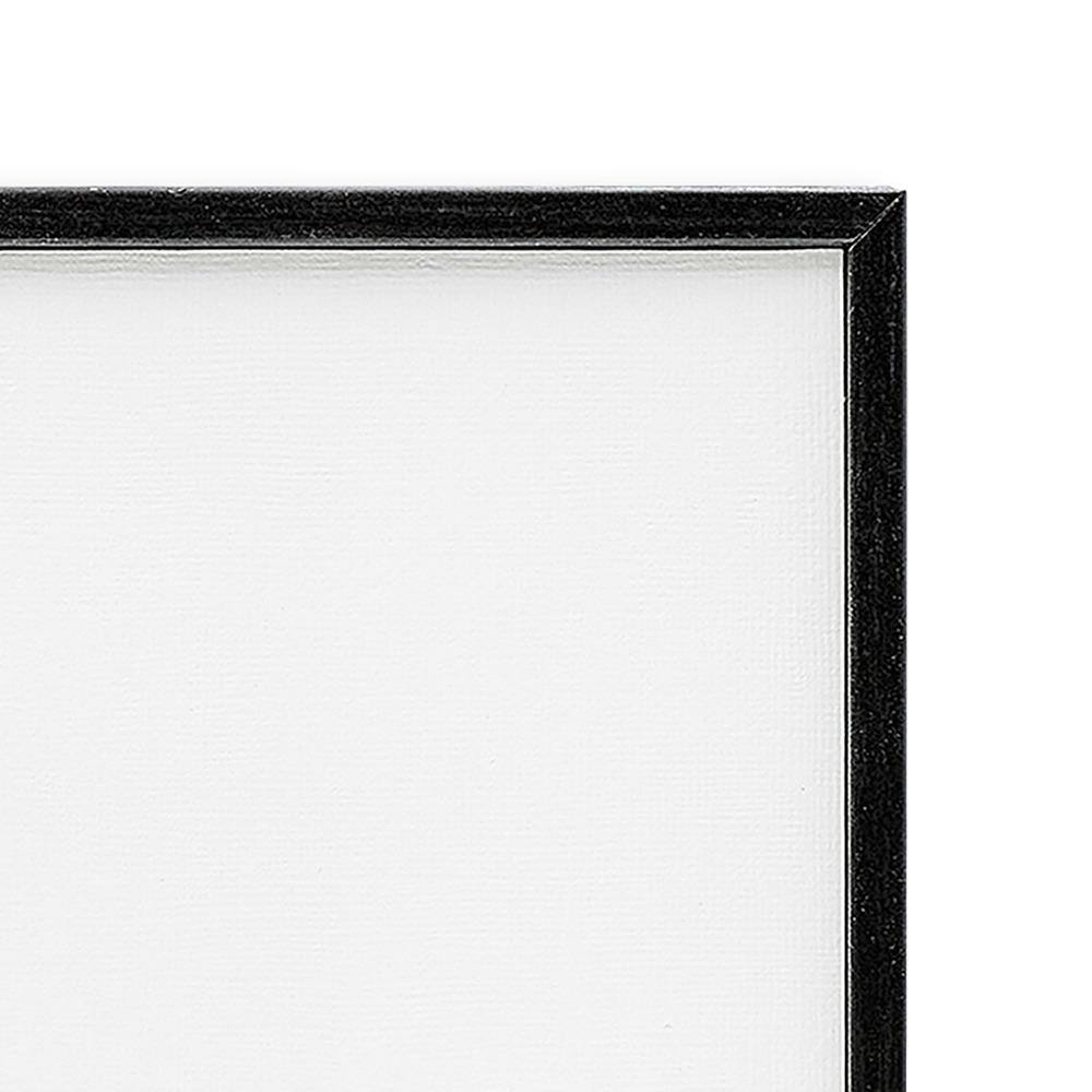 Traditional Santa and Reindeer Christmas Canvas Art in Black Frame
