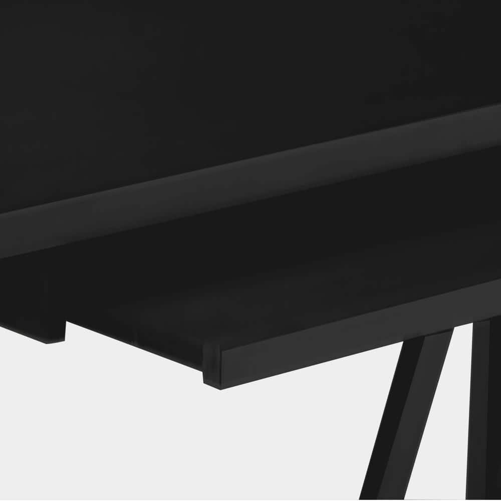 Dylan Rustic Farmhouse Solid Wood 60" Writing Desk with Keyboard Tray in Black