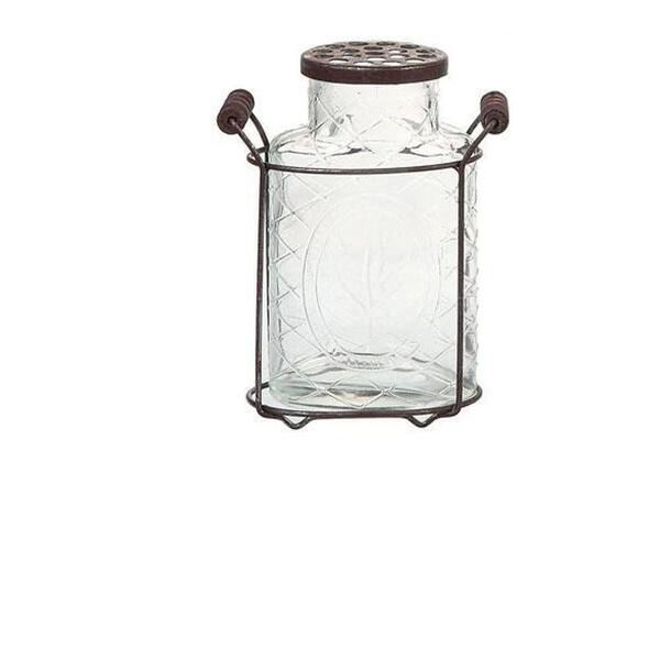 3R Studios 7.25 in. Glass Jar Vase in Clear