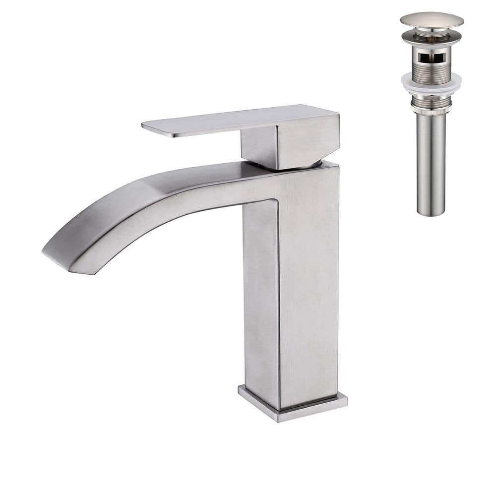 Single Handle Single Hole Bathroom Faucet Included with Pop-Up Drain in Brushed Nickel price history on PriceWatchPro