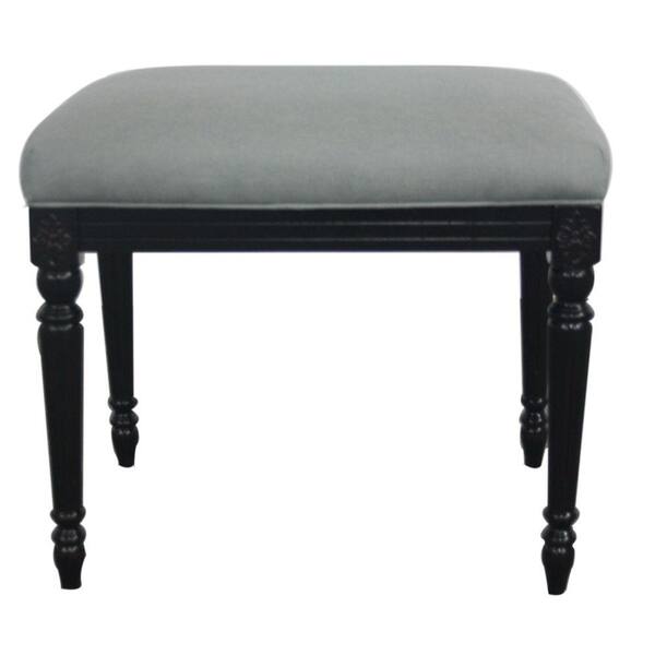 Elegant Home Fashions 21 in. W x 15 in. D x 18 in. H Tiffany Bench in Stain Black/RainCloud