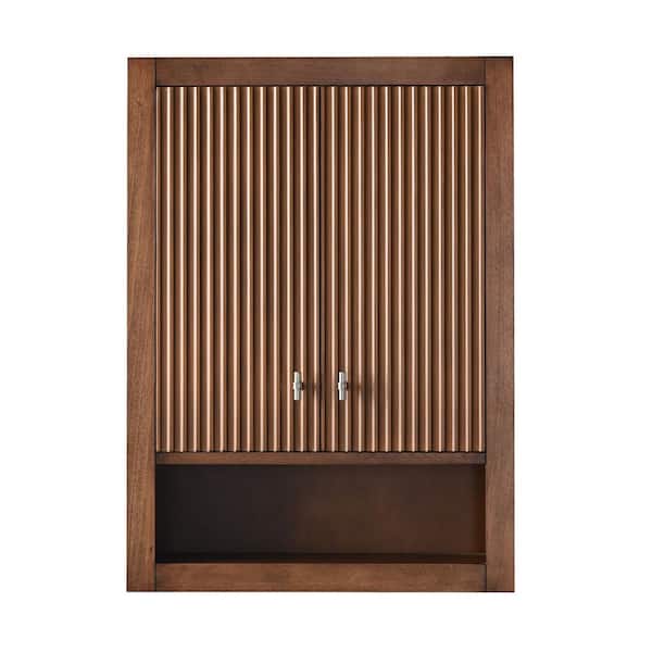 24 in. W x 8 in. D x 33 in. H Bathroom Storage Wall Cabinet in Linear Walnut/BN