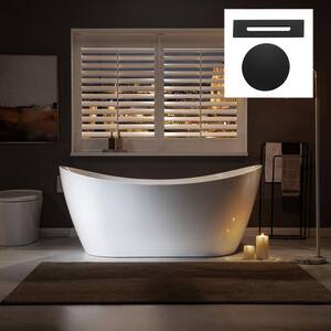 Bayfield 67 in. Acrylic FlatBottom Double Slipper Bathtub with Matte Black Overflow and Drain Included in White