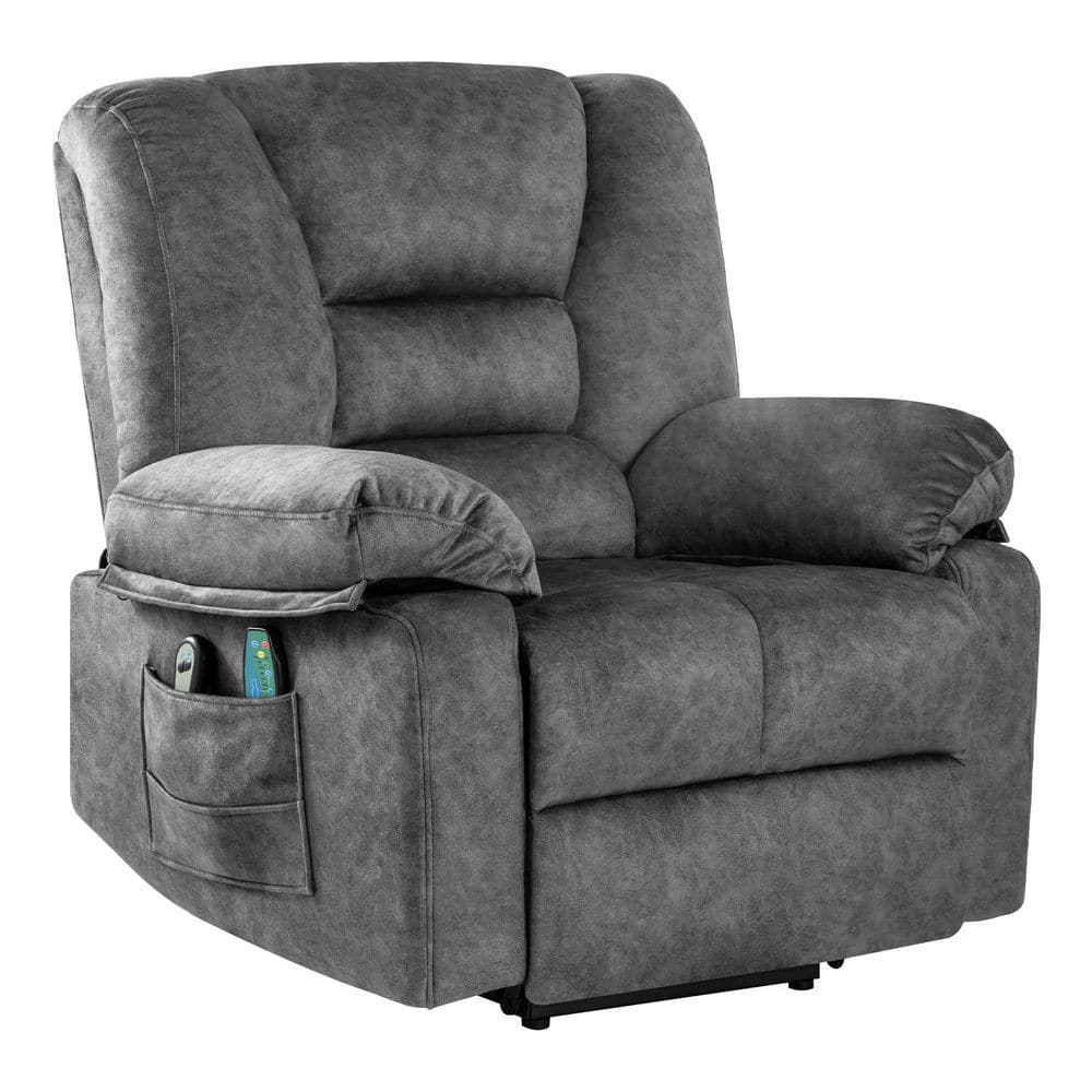 Grey Power Lift Recliner Chair Recliner Sofa with Massage and Storage Pocket