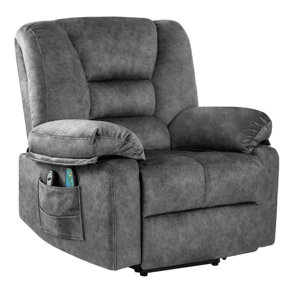 Boyel Living Grey Power Lift Recliner Chair Recliner Sofa with Massage and Storage Pocket