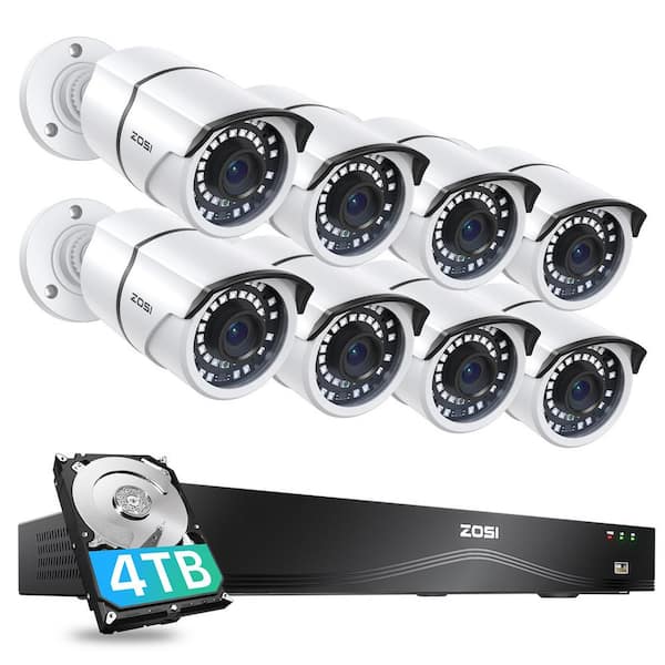 4K 16-Channel POE 4TB Home Security Cameras System and 8 Wired 5MP Outdoor IP Cameras, Dual-Disk Backup
