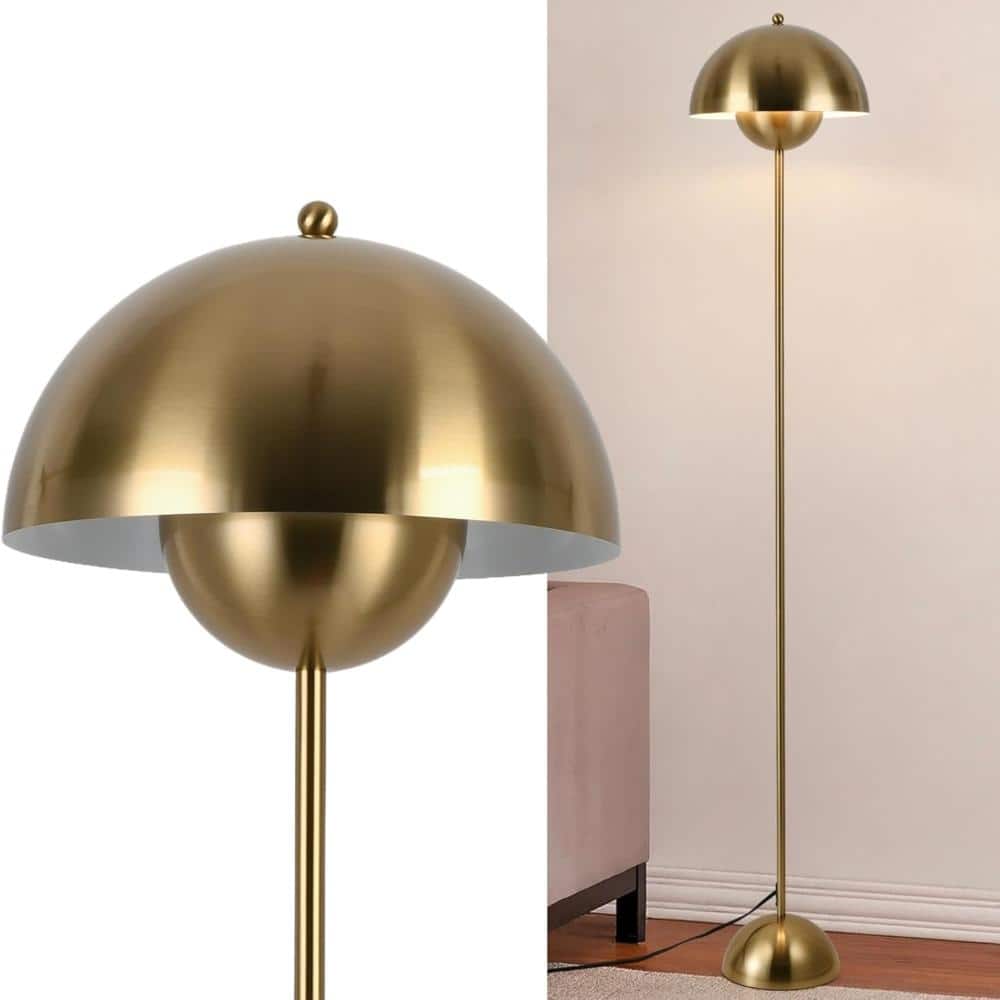 63 in. Modern Metal Floor Lamp with Light Gold Flowerpot Shade, Industrial Standing Light for Living Room Bedroom Office price history on PriceWatchPro