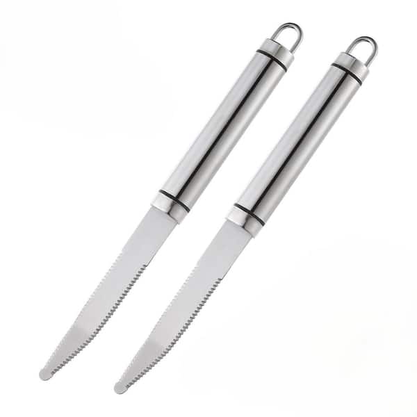 4.1 in. Stainless Steel Grapefruit Knife with Curved Serrated Blade, Easy-Hang Design Set of 2, Tang Steal Knives