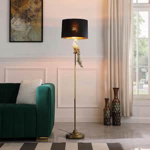 64.5 in. Modern Elegance Polyresin Golden Peacock on a Pedestal Standard Floor Lamp
