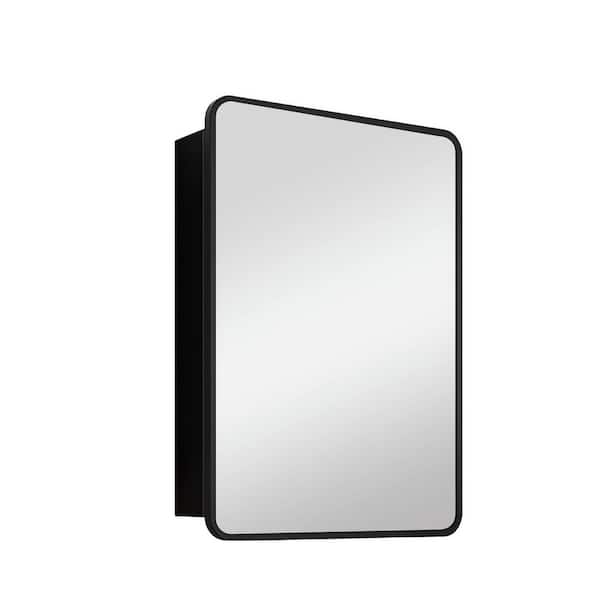 Unbranded Black framed Anti-Fog LED 24 in. W x 30 in. H Rectangular Iron Medicine Cabinet with Mirror