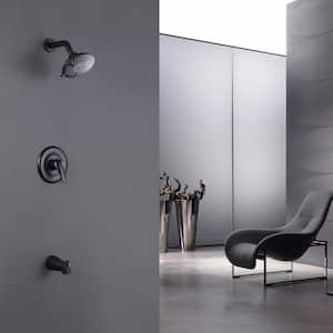 Single Handle 2-Spray Tub and Shower Faucet 3.5 GPM with 6 in. Rain Shower Head in Matte Black (Valve Included)