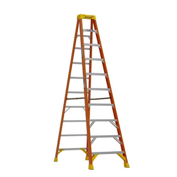 Werner 10 ft. Fiberglass Step Ladder (14 ft. Reach Height) 300 lb. Load Capacity Type IA Duty Rating