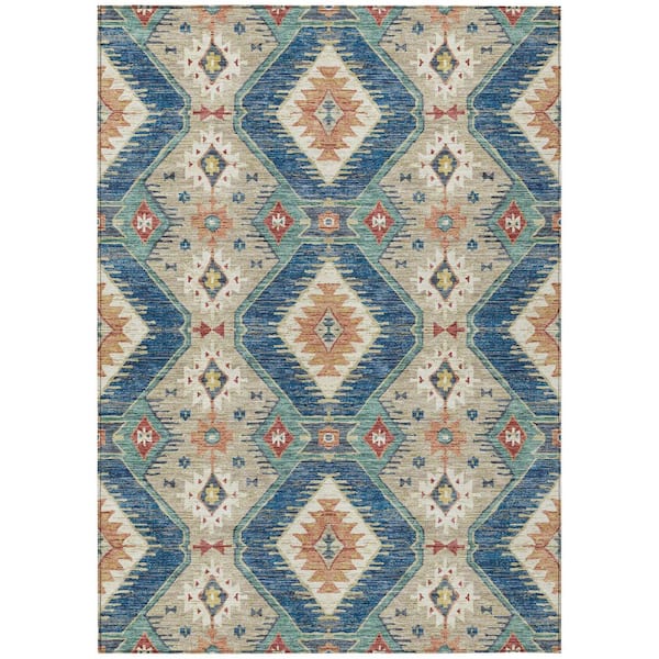 Addison Rugs Chantille Machine Washable Indoor/Outdoor Abstract ACN2210 Navy 5 ft. x 7 ft. 6 in. Area Rug
