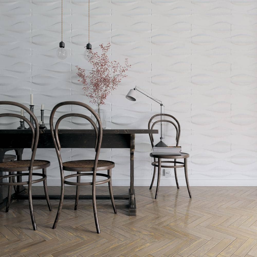 White Textured PVC 3D Decorative Wall Panels, 20-Pack