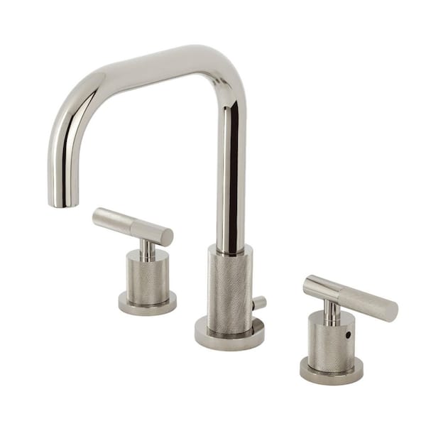 Convergent Deck Mount 2-Handle 8 in. Widespread Bathroom Sink Faucet with Pop-Up Drain in Polished Nickel